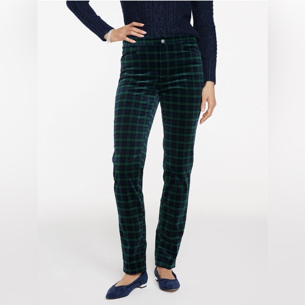 Talbots Dark Green Plaid Straight Leg Pants